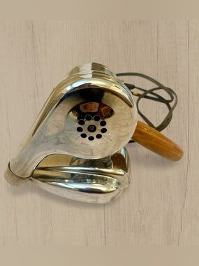 Vintage Chrome and Wood Handheld Hair Drier